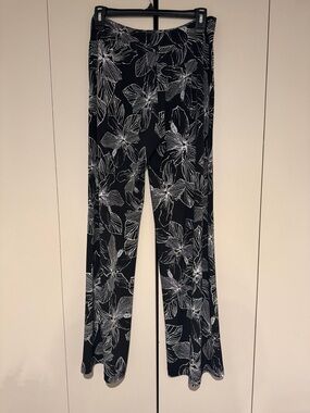 Clara Sun Woo Black & White Floral Wide Leg Pants
